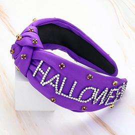 Bling Studded HALLOWEEN Message Pointed Stone Cluster Embellished Knot Headband