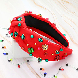 Christmas Stone Cluster Ball Star Bow Know Headband