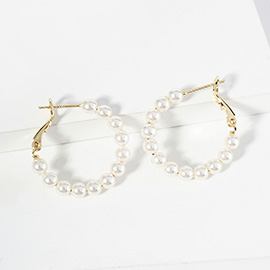 Gold Dipped Pearl Beaded Hoop Earrings