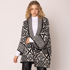 Tile Pattern Knit Cardigan