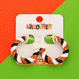 Enamel Halloween Twisted Hoop Earrings