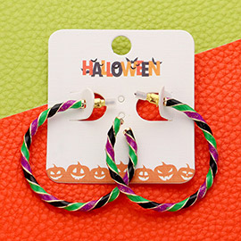 Enamel Halloween Twisted Hoop Earrings