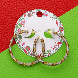 Enamel Christmas Twisted Hoop Earrings