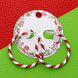 Enamel Christmas Twisted Hoop Earrings