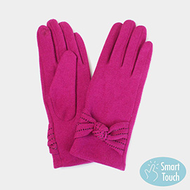 Stone Deco Ribbon Smart Touch Gloves