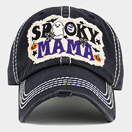 SPOOKY MAMA Halloween Message Patch Accented Vintage Baseball Cap