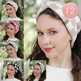 12PCS - Checkered Twist Knot Headbands