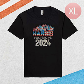 XL - Bling Studded HARRIS 2024 Message Accented T-shirt