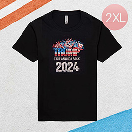 2XL - Bling Studded TRUMP 2024 Message Accented T-shirt