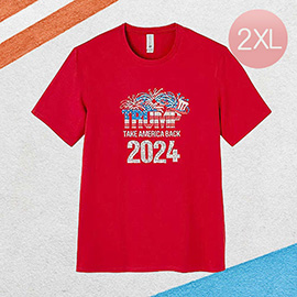 2XL - Bling Studded TRUMP 2024 Message Accented T-shirt