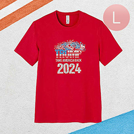 Large -Bling Studded TRUMP 2024 Message Accented T-shirt