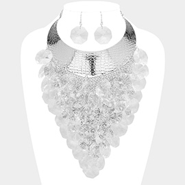 Oversized Lucite Chandelier Statement Necklace