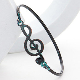 Metal Treble Clef Pointed Bangle Bracelet