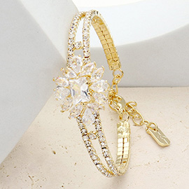 CZ Stone Cluster Flower Pointed Evening Bracelet