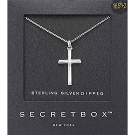 SECRET BOX_Sterling Silver Dipped Cross Pendant Necklace