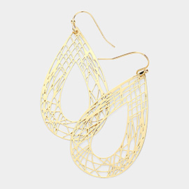 Metal Cutout Teardrop Dangle Earrings