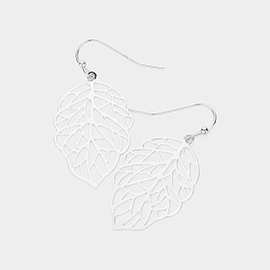 Metal Cutout Leaf Dangle Earrings