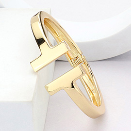 Geometric Metal Tip Hinged Bangle Bracelet