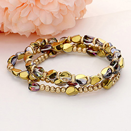 3PCS - Multi Beaded Stretch Layered Bracelets