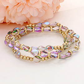 3PCS - Multi Beaded Stretch Layered Bracelets