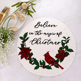 Christmas Message Cardinal Printed Round Placemat