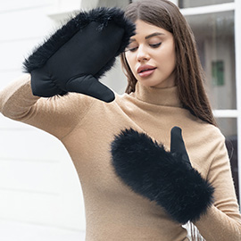 Faux Fuzzy Fur Mitten Gloves