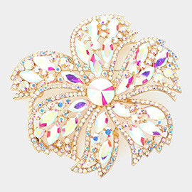 Stone Embellished Oversized Flower Pin Brooch