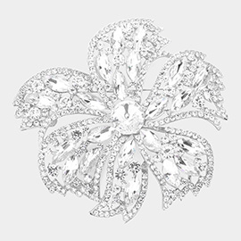 Stone Embellished Oversized Flower Pin Brooch