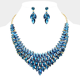 Marquise Stone Cluster Embellished Collar Evening Necklace