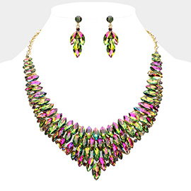 Marquise Stone Cluster Embellished Collar Evening Necklace