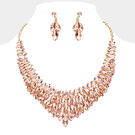 Marquise Stone Cluster Embellished Collar Evening Necklace