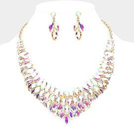 Marquise Stone Cluster Embellished Collar Evening Necklace