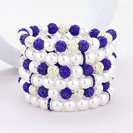 Pearl Shamballa Ball Beaded Adjustable Strand Bracelet