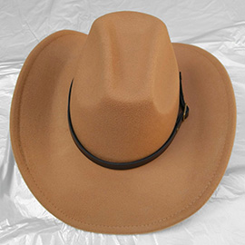 Faux Leather Belt Pointed Western Cowboy Fedora Hat