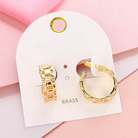 Brass Metal Chain Hoop Earrings