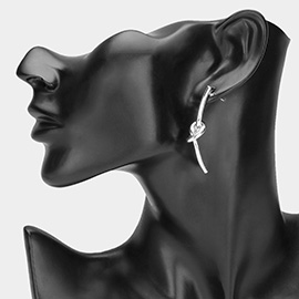 Metal Knot Pointed Bar Earrings