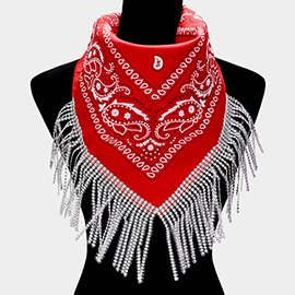 Rhinestone Like Fringe Cowgirl Bandana Scarf