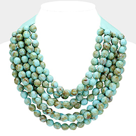 Chunky Acrylic Beaded Multi Layered Faux Leather Magnetic Necklace