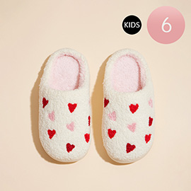 6Pairs - Kids Heart Pattern Home Slippers