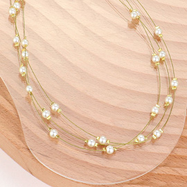 Pearl Station Layered Necklace