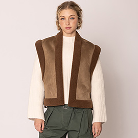 Side Buckle Faux Shearling Vest