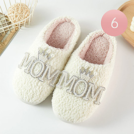 6Pairs -Pearl MOM Message Pointed Home Slippers