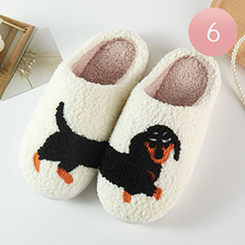 6Pairs - Dachshund Printed Home Slippers