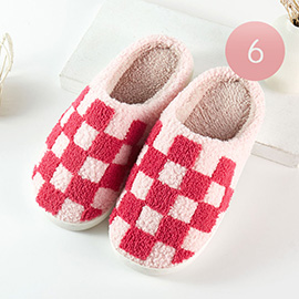 6Pairs - Checkered Printed Home Slippers