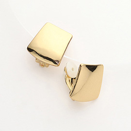 Metal Square Clip On Earrings