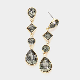 Teardrop Round Rhombus Stone Cluster Link Dropdown Earrings