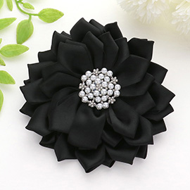 Pearl Pointed Flower Ribbon Brooch / Hair Clip