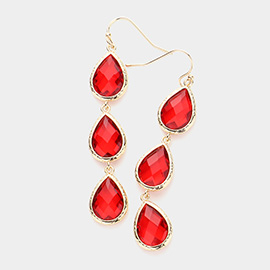 Triple Teardrop Stone Cluster Dropdown Dangle Earrings