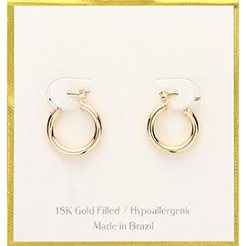 18K Gold Filled Hypoallergenic Mini Hoop Pin Catch Earrings