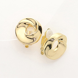 Abstract Metal Ring Clip On Earrings